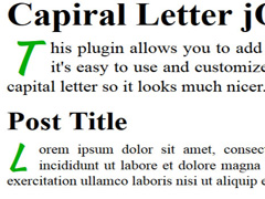 Capital Letter, Drop Caps, jQuery Plugins, jQuery, javascript